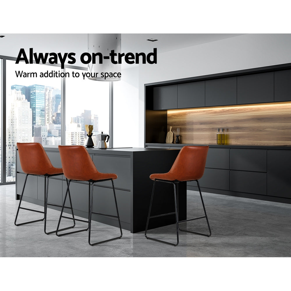 Artiss Bar Stools Kitchen Counter Barstools Leather Metal Chairs x2
