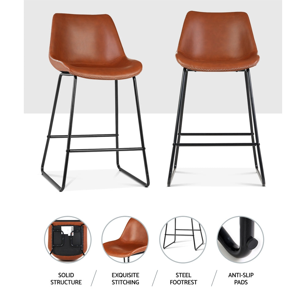 Artiss Bar Stools Kitchen Counter Barstools Leather Metal Chairs x2