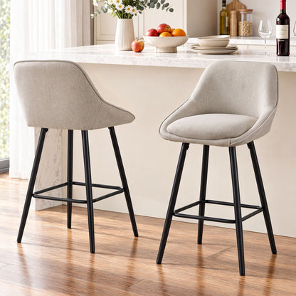 TWSC 60cm Linen Counter Stools, Beige – Set of 2 — kitchen-counter lifestyle setting