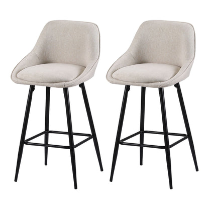 TWSC 60cm Linen Counter Stools, Beige – Set of 2 — angled product view of the stool set