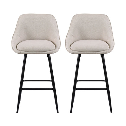 TWSC 60cm Linen Counter Stools, Beige – Set of 2 — front view of the stool set