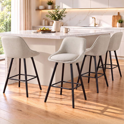 TWSC 60cm Linen Counter Stools, Beige – Set of 4 — kitchen-counter lifestyle setting