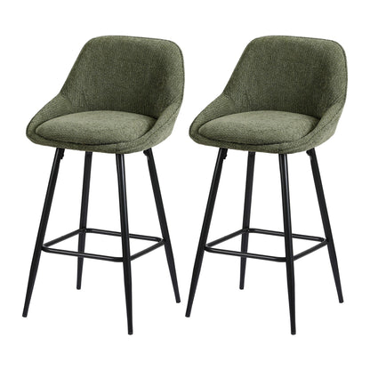 TWSC 60cm Linen Counter Stools, Green – Set of 2 — angled product view of the stool set