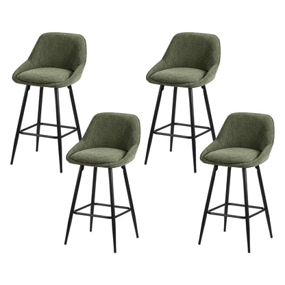 TWSC 60cm Linen Counter Stools, Green – Set of 4 — angled product view of the stool set