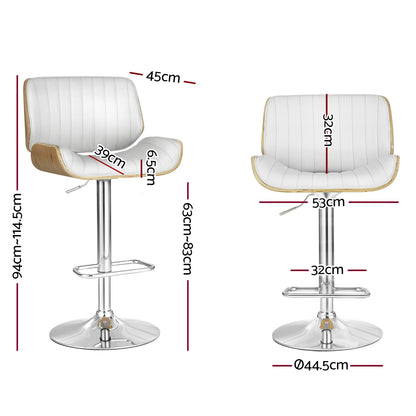 TWSC 2x Bar Stools Adjustable Leather Chairs