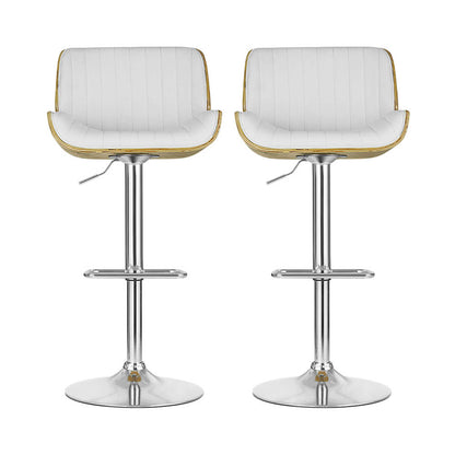 TWSC 2x Bar Stools Adjustable Leather Chairs