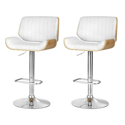 TWSC 2x Bar Stools Adjustable Leather Chairs