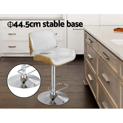 TWSC 3x Bar Stools Counter Chairs Adjustable Swivel PU Leather Galina White