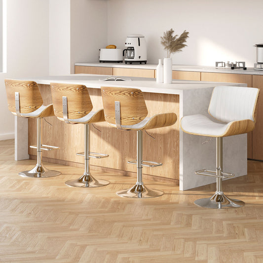 TWSC 4x Bar Stools Adjustable Leather Chairs