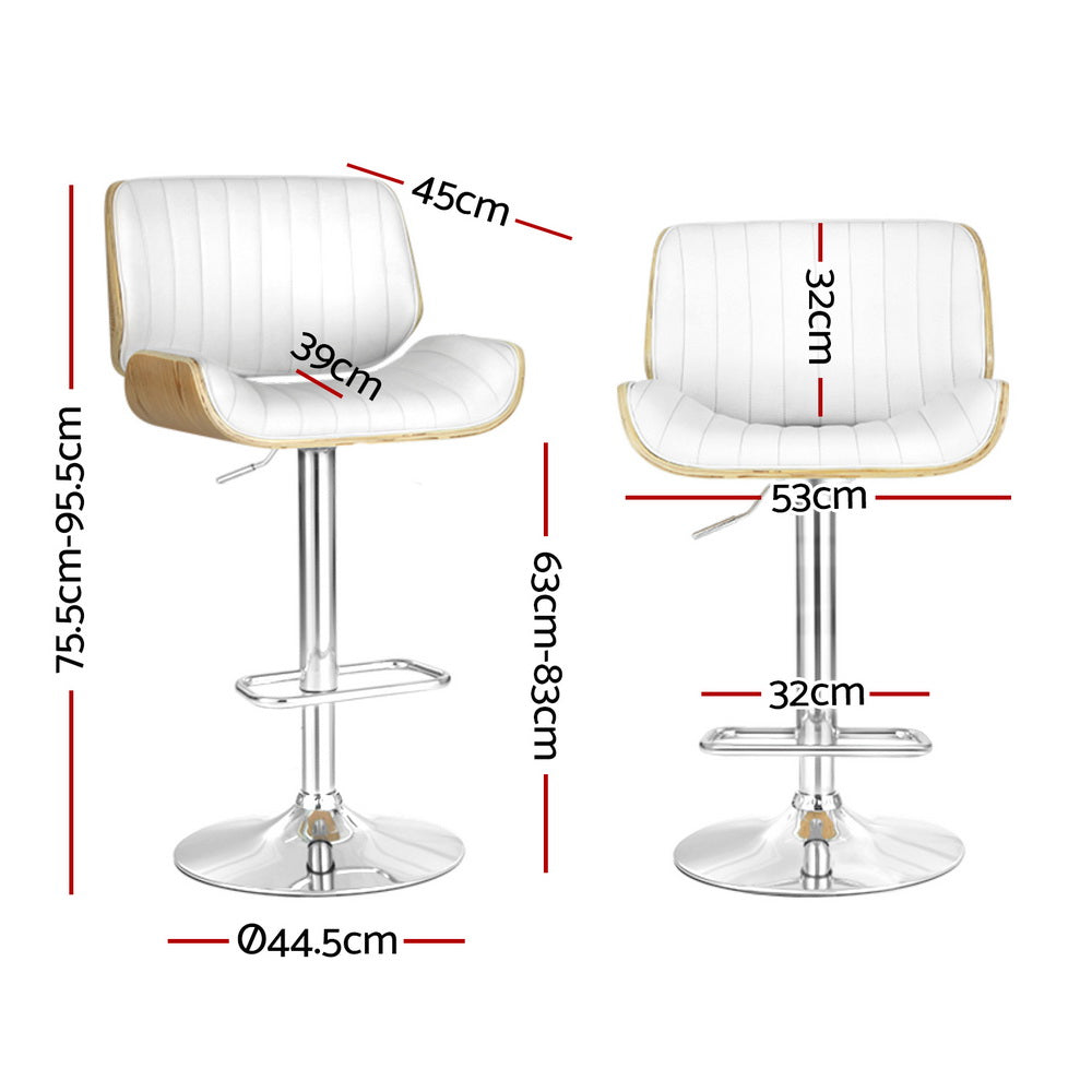 TWSC 4x Bar Stools Adjustable Leather Chairs