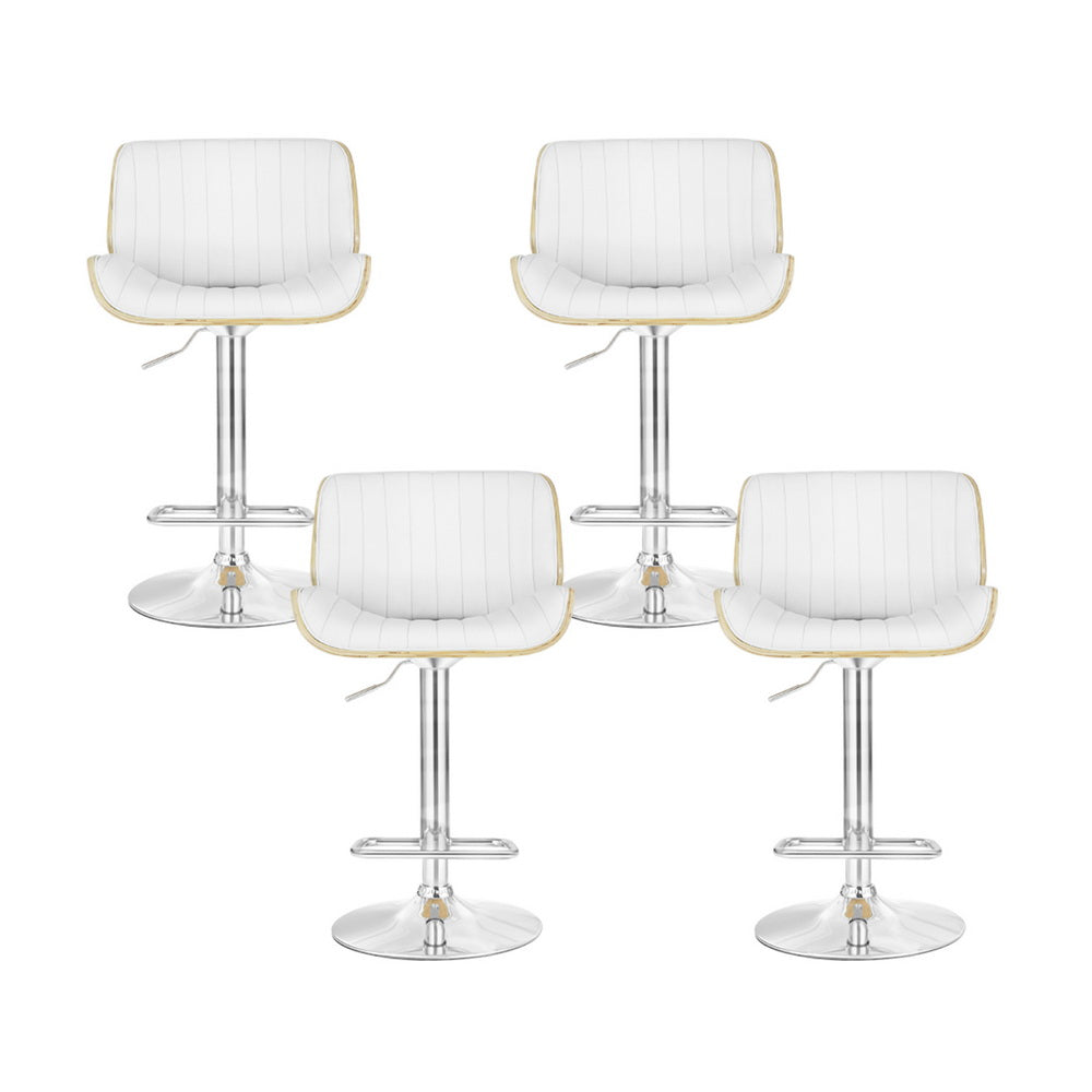TWSC 4x Bar Stools Adjustable Leather Chairs