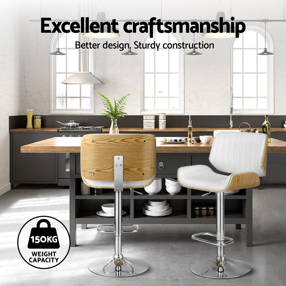 TWSC 4x Bar Stools Adjustable Leather Chairs