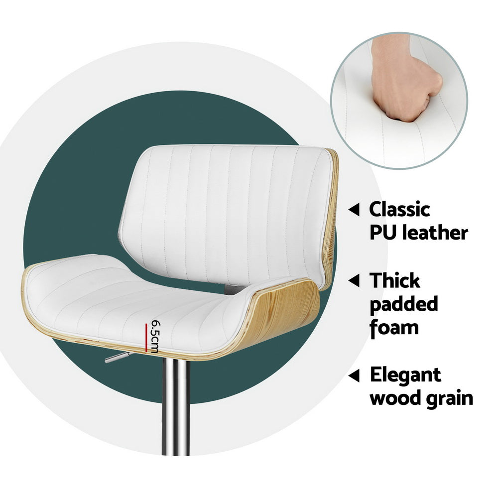 TWSC 4x Bar Stools Adjustable Leather Chairs