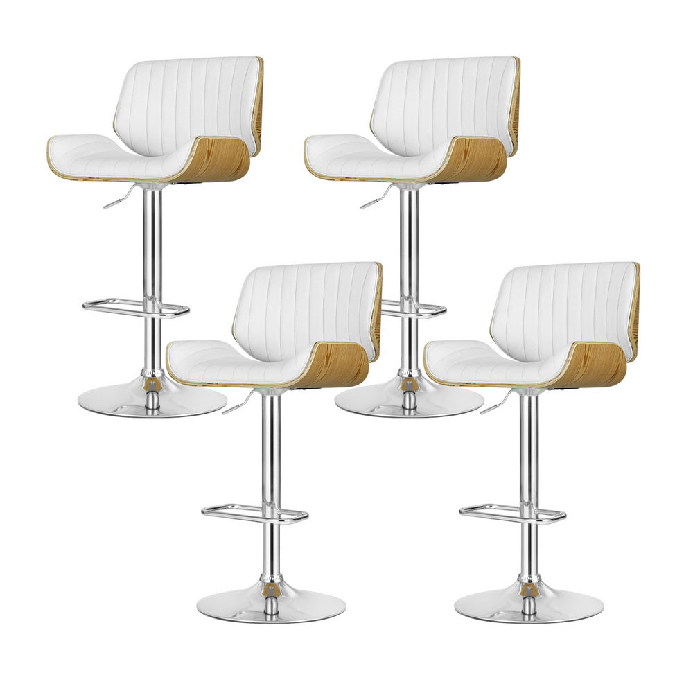 TWSC 4x Bar Stools Adjustable Leather Chairs