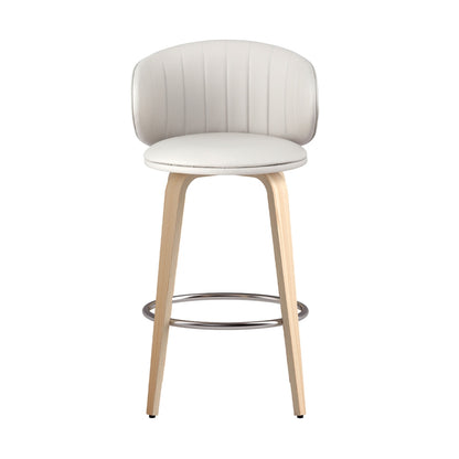 2x TWSC Bar Stools Dining Chairs Contoured Leather Wood Stool