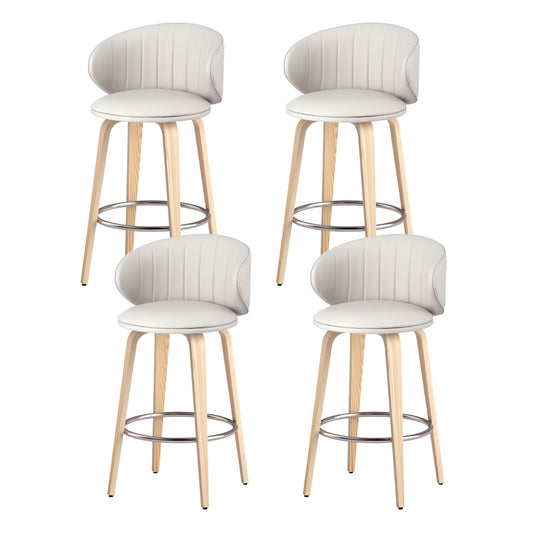 4x TWSC Bar Stools Dining Chairs Contoured Leather Wood Stool