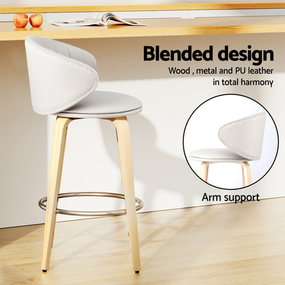 4x TWSC Bar Stools Dining Chairs Contoured Leather Wood Stool