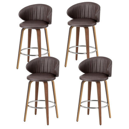 4x TWSC Bar Stools Dining Chairs Contoured Leather Wood Stool