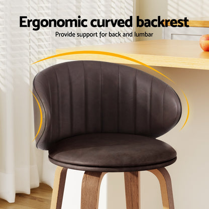 4x TWSC Bar Stools Dining Chairs Contoured Leather Wood Stool