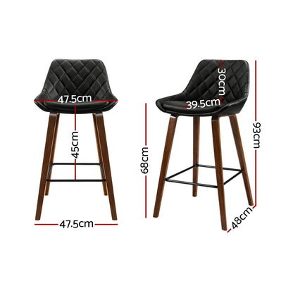 TWSC 2x Bar Stools PU Seat Wooden