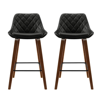 TWSC 2x Bar Stools PU Seat Wooden