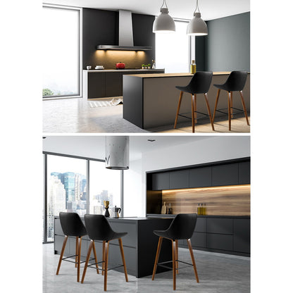 TWSC 2x Bar Stools PU Seat Wooden