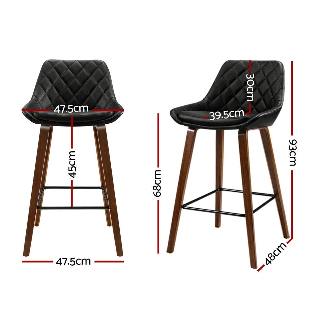 TWSC 4x Bar Stools PU Seat Wooden
