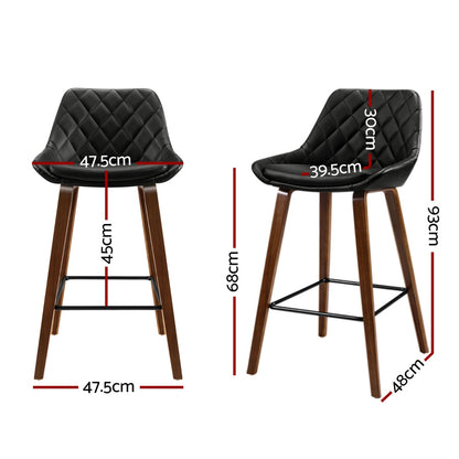 TWSC 4x Bar Stools PU Seat Wooden