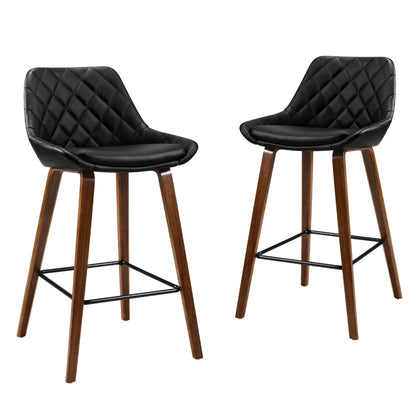 TWSC 4x Bar Stools PU Seat Wooden