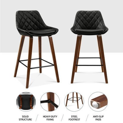 TWSC 4x Bar Stools PU Seat Wooden