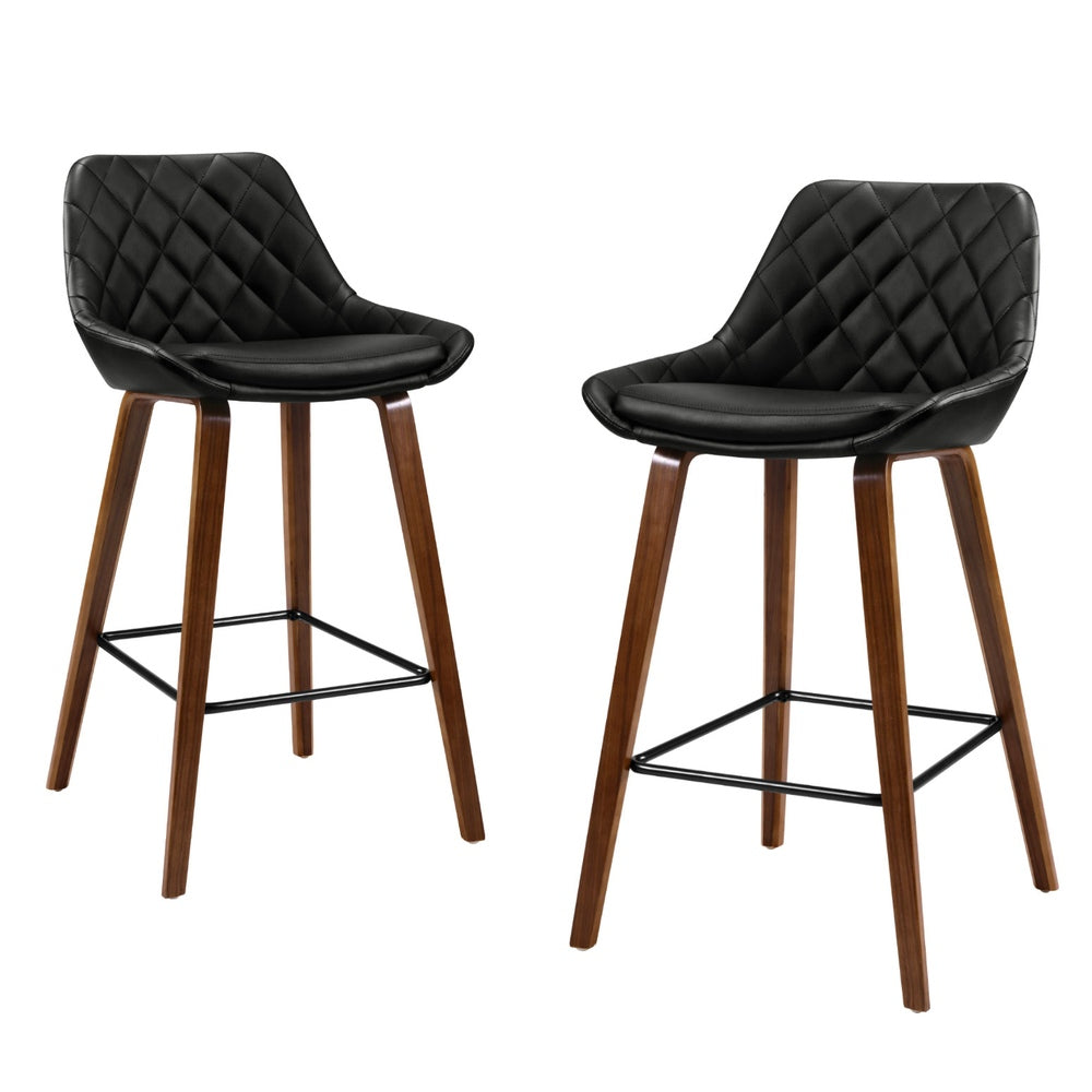 TWSC 4x Bar Stools PU Seat Wooden