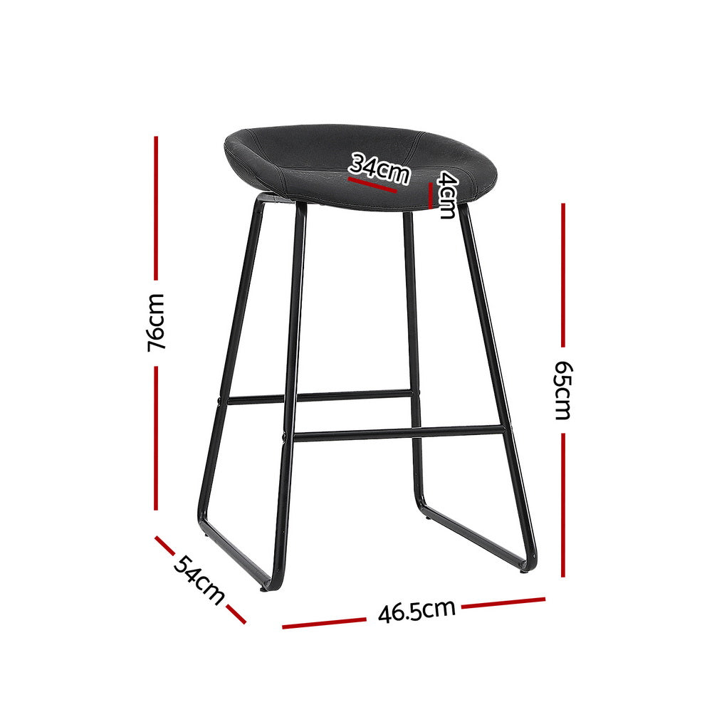 TWSC 2x Bar Stools Kitchen Dining Chairs Counter Stool PU Leather Metal