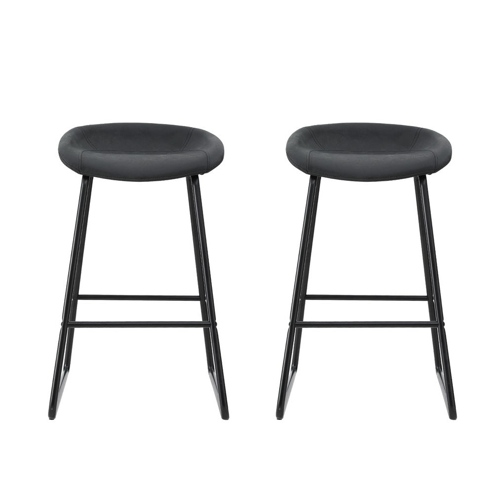 TWSC 2x Bar Stools Kitchen Dining Chairs Counter Stool PU Leather Metal
