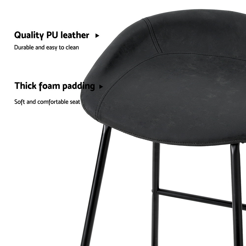 TWSC 2x Bar Stools Kitchen Dining Chairs Counter Stool PU Leather Metal
