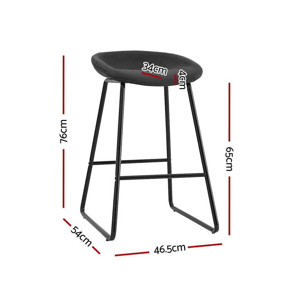 TWSC 4x Bar Stools Kitchen Dining Chairs Counter Stool PU Leather Metal