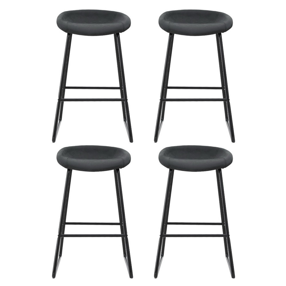 TWSC 4x Bar Stools Kitchen Dining Chairs Counter Stool PU Leather Metal