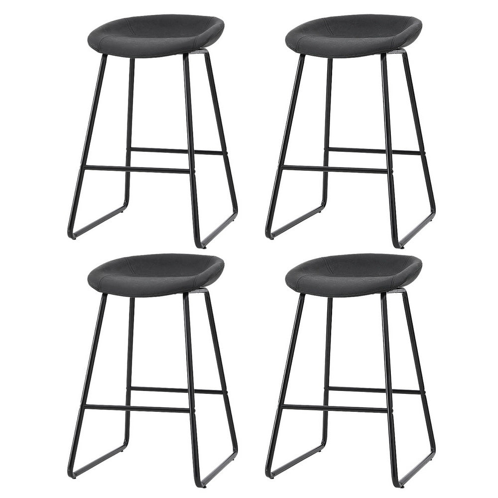TWSC 4x Bar Stools Kitchen Dining Chairs Counter Stool PU Leather Metal