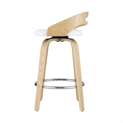 TWSC 2x Bar Stools Swivel Dining Chairs Low Back Counter Seat PU Cushion