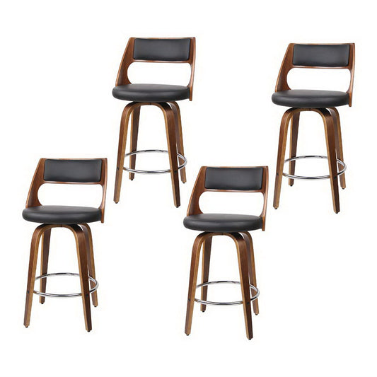 TWSC 4x Bar Stools Swivel Leather Chair 65cm