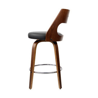 TWSC 4x Bar Stools Swivel Leather Chair 65cm