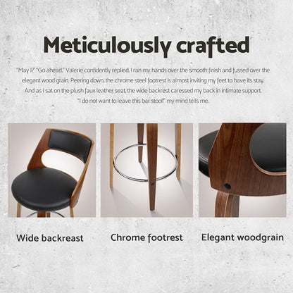 TWSC 4x Bar Stools Swivel Leather Chair 65cm