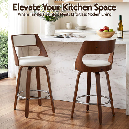 TWSC 65cm Swivel Counter Stools, White & Walnut – Set of 2 — kitchen styling infographic