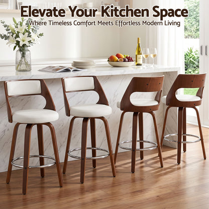 TWSC 65cm Swivel Counter Stools, White & Walnut – Set of 4 — kitchen styling infographic