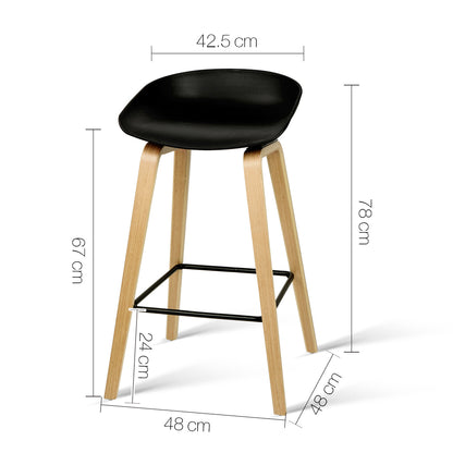 4x TWSC Bar Stools Kitchen Counter Stool Dining Chairs Wooden Black