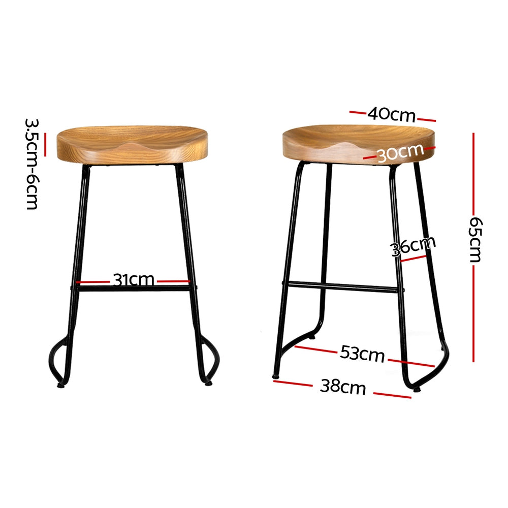 Artiss 4x Bar Stools Tractor Seat Wooden