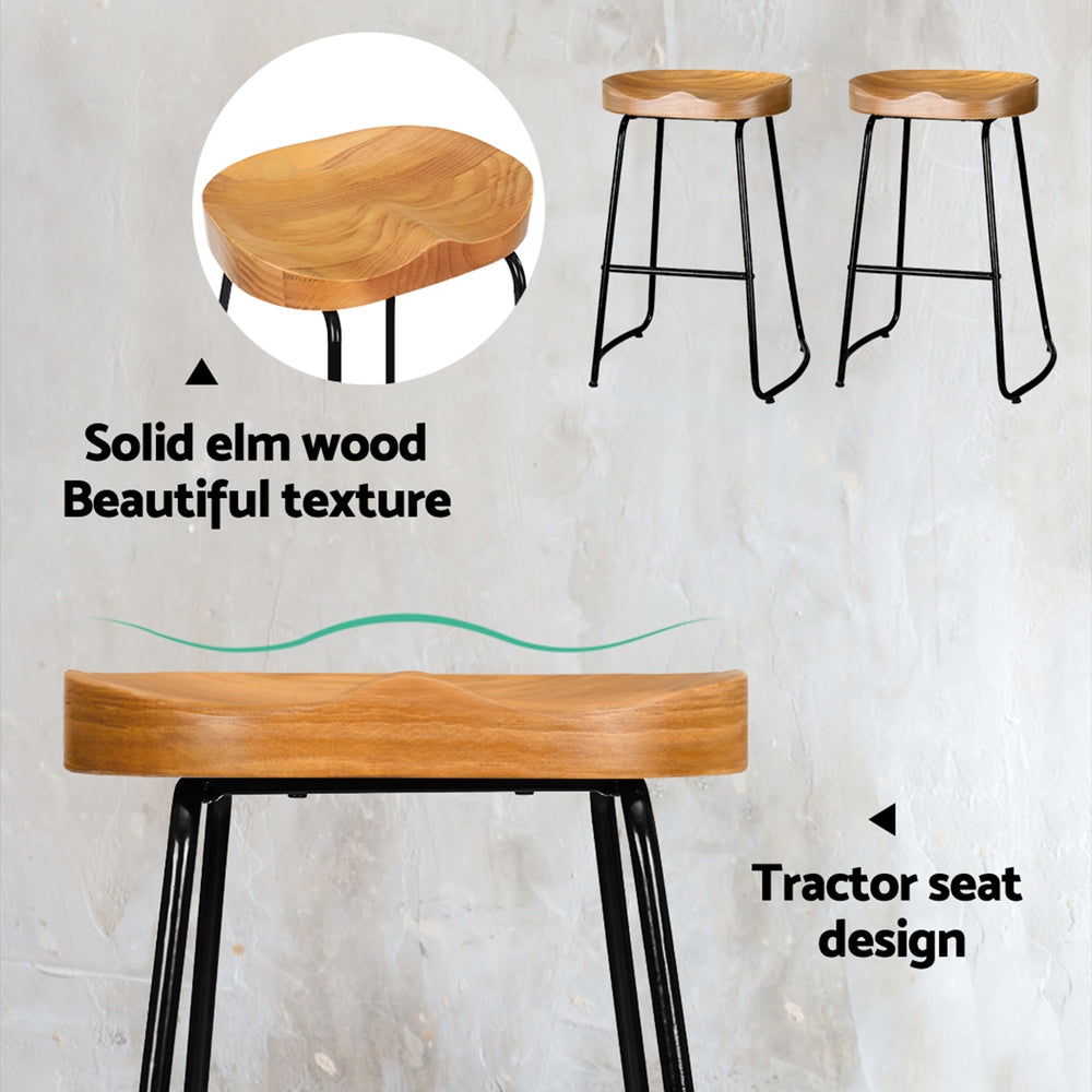 Artiss 4x Bar Stools Tractor Seat Wooden