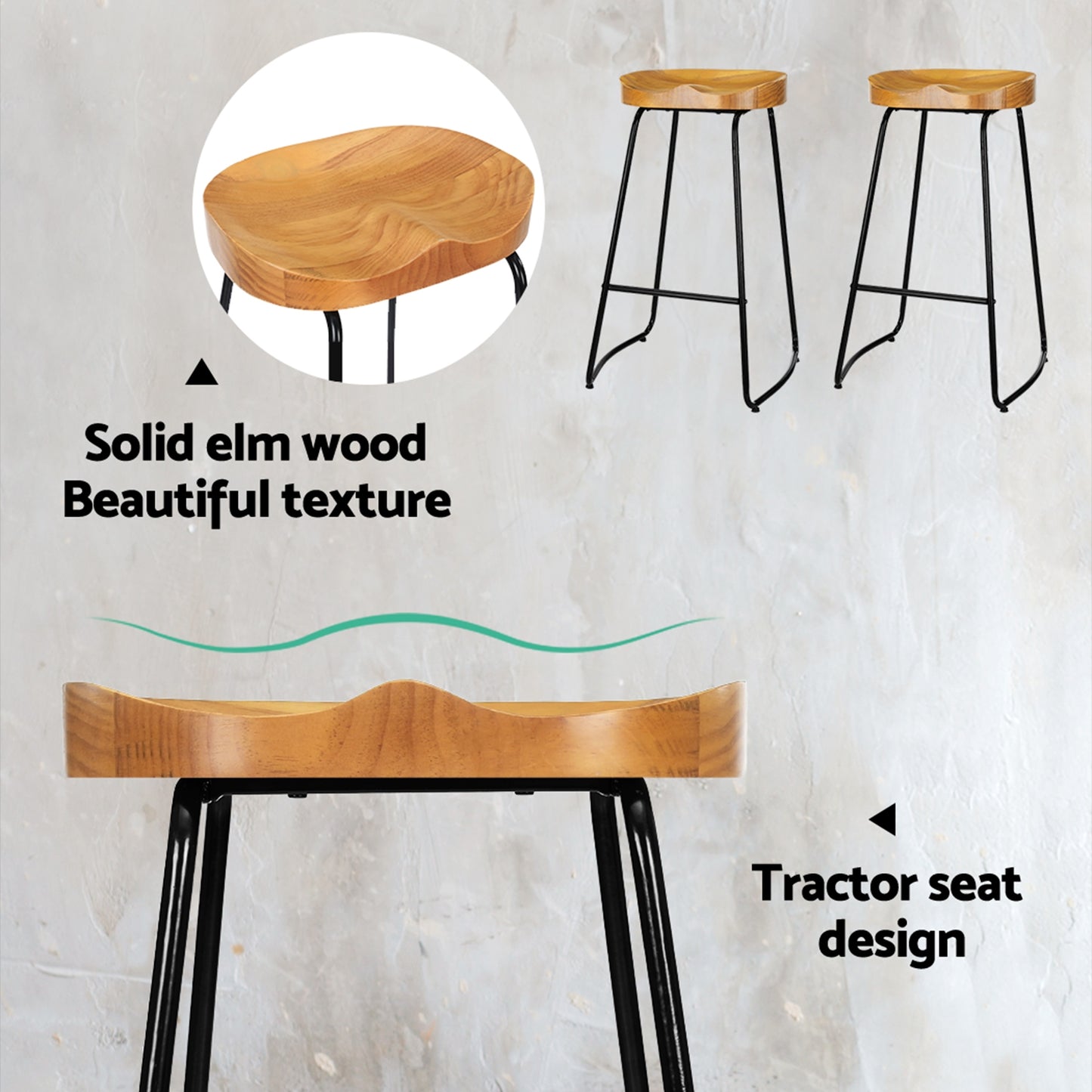 Artiss 4x Bar Stools Tractor Seat Wooden