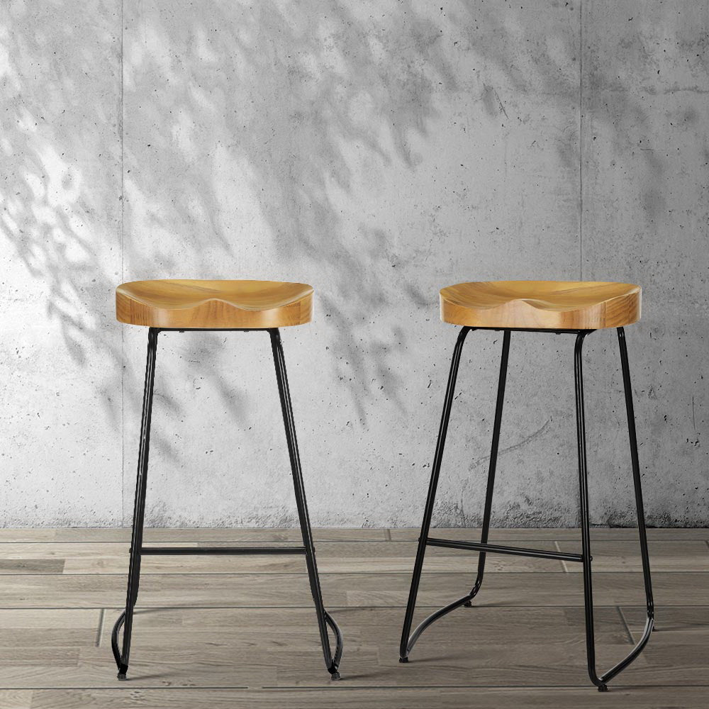 Artiss 4x Bar Stools Tractor Seat Wooden