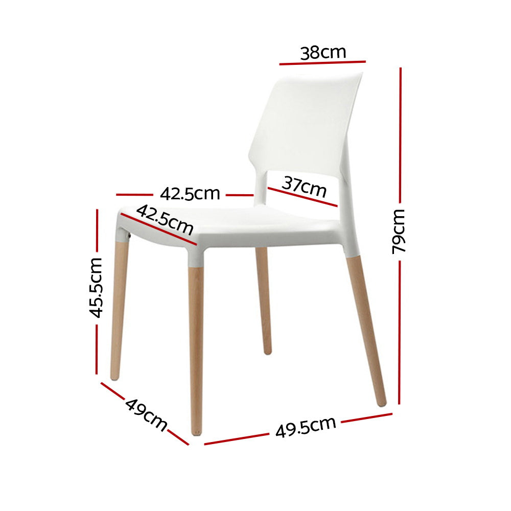 TWSC Dining Chairs Set of 4 Plastic Wooden Stackable White