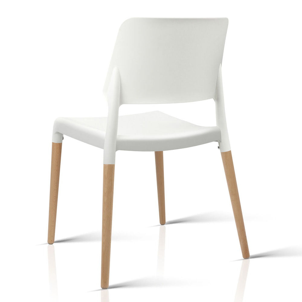 TWSC Dining Chairs Set of 4 Plastic Wooden Stackable White